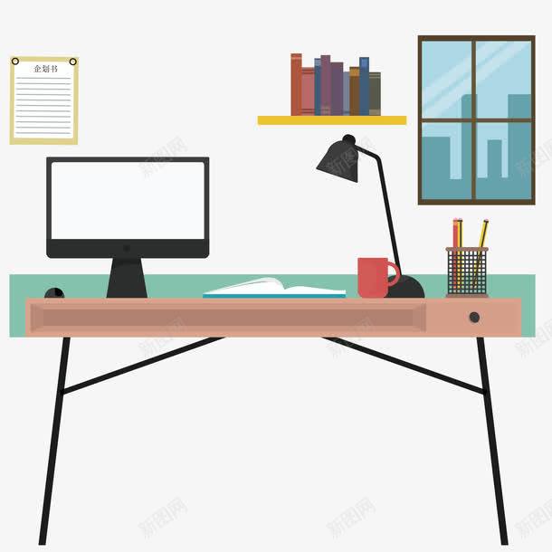 電腦臺(tái)燈筆筒商務(wù)素材 免摳PNG設(shè)計(jì)元素免費(fèi)下載